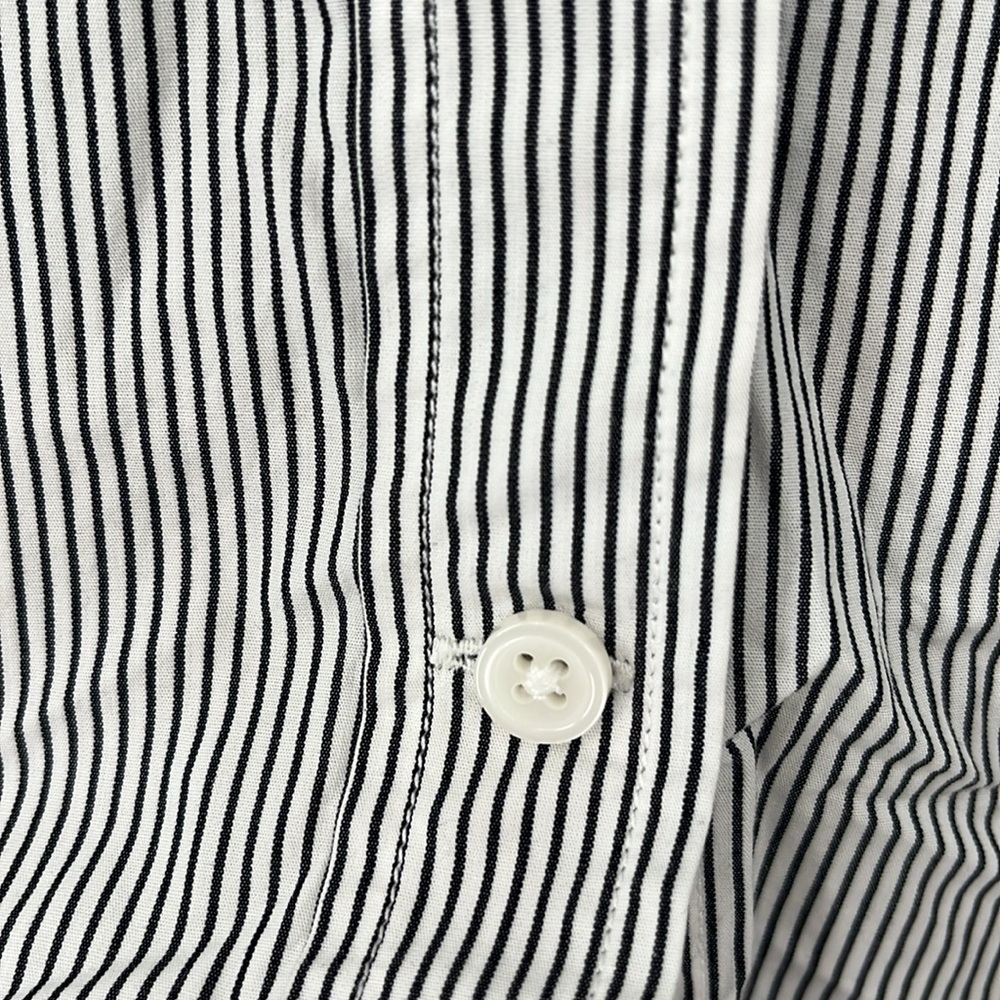 J.Crew Classic Fit Ruffle Collar Button Down Shirt Striped Navy White Preppy 8 - Picture 5 of 11